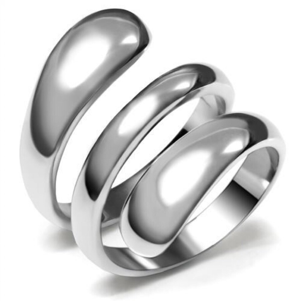 STAINLESS STEEL Unique High Polished Swirl Ring - Picture 10 of 13